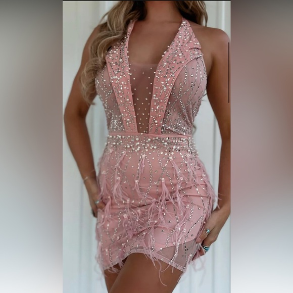 Pink Floral Embellished Dress